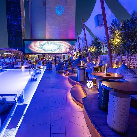 Siddharta rooftop lounge at night